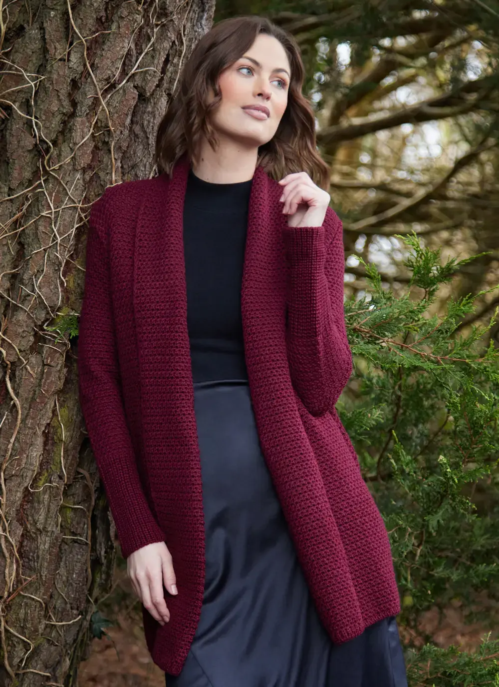 Kilcoole Textured Coatigan in Claret